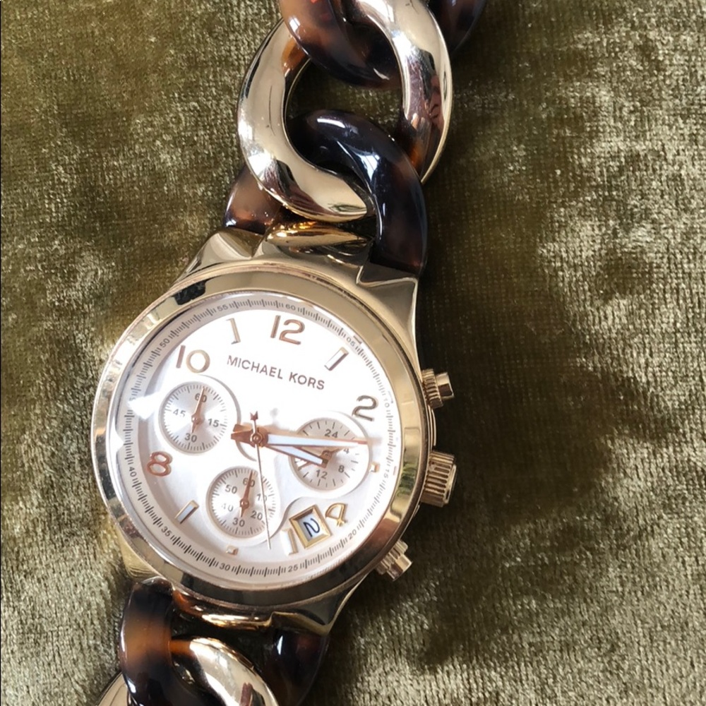 Michael Kors Gold / Tortoise Runway Chain Watch